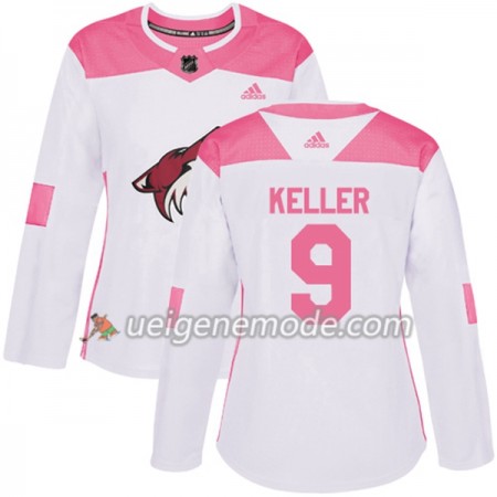 Dame Eishockey Arizona Coyotes Trikot Clayton Keller 9 Adidas 2017-2018 Weiß Pink Fashion Authentic